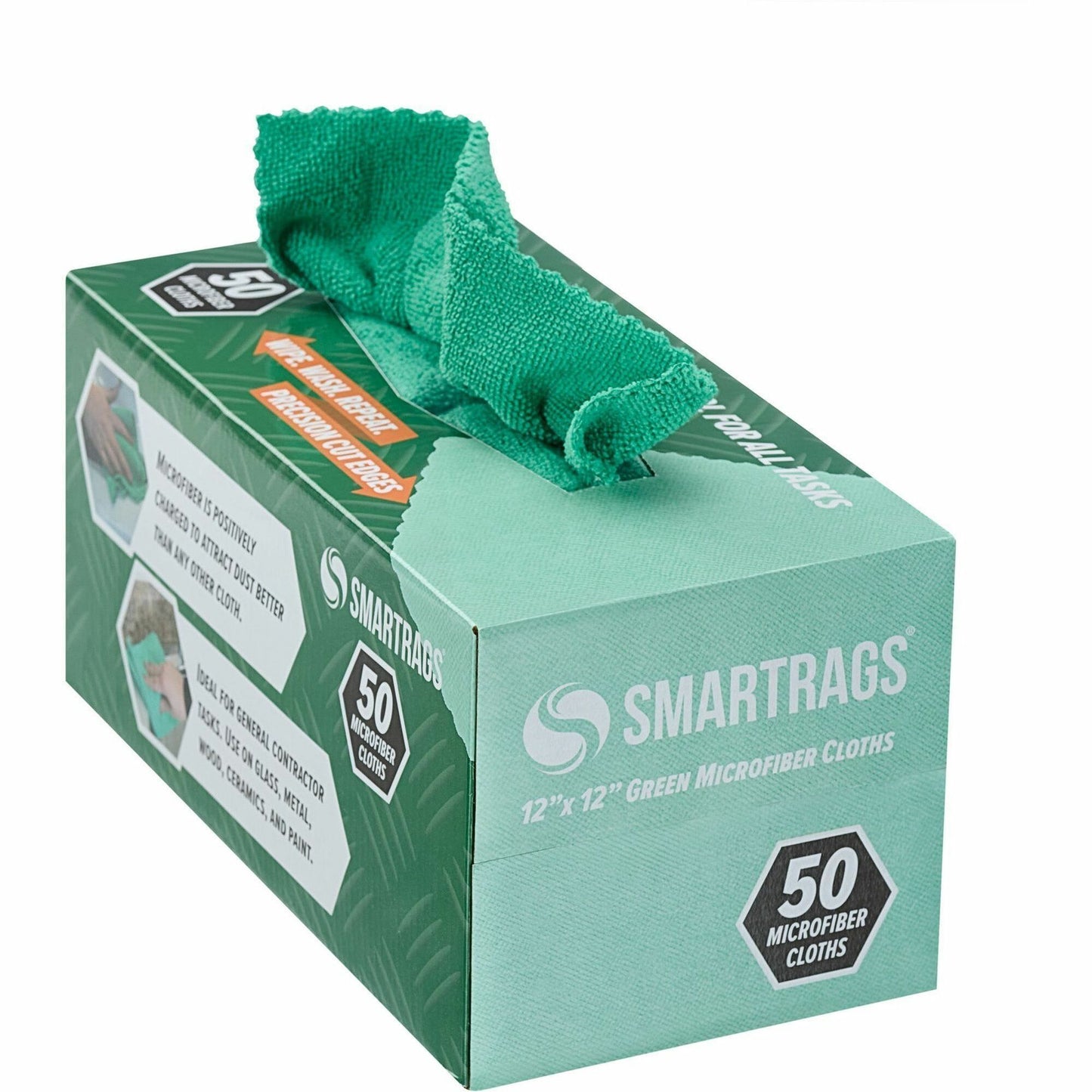 SmartRags 12" x 12" LIGHT WEIGHT Microfiber Cloths in Dispenser Box, Choose Your Color: 50/bx or 8 bx/cs
