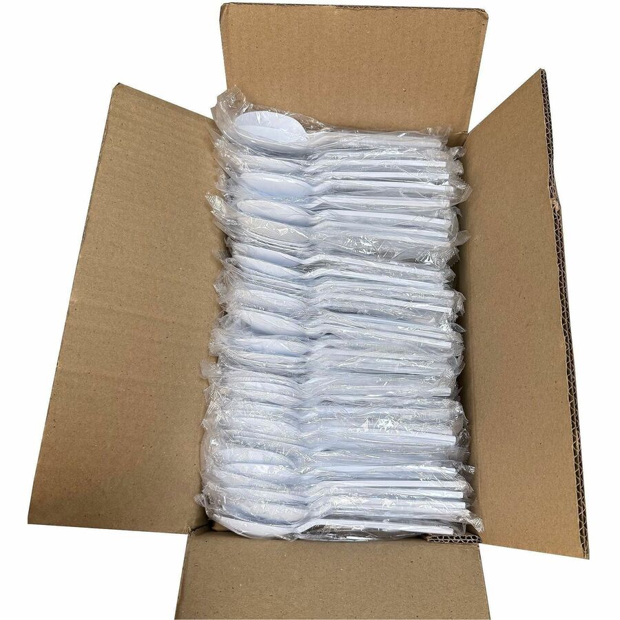 Heavy Weight Teaspoon, Plastic, White, Individually Wrapped - 1000/cs — FREE SHIPPING*