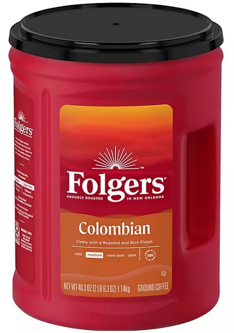 Folgers 100% Ground Colombian Coffee, Medium Roast - 40.3 oz Canister