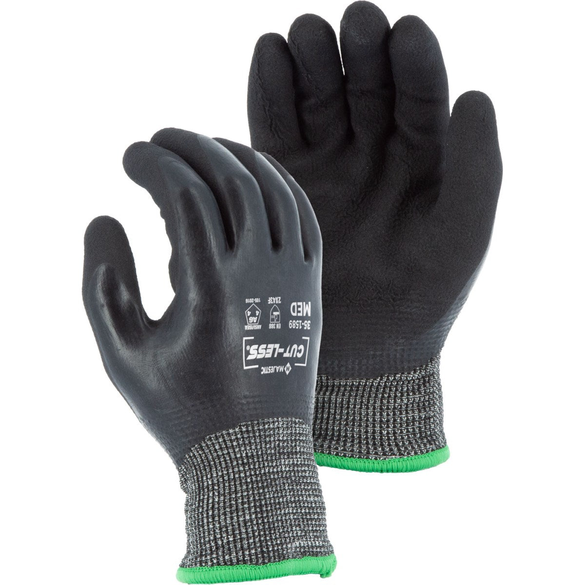 35-1589 Majestic Cut-Less® with Korplex® 15G, Crinkle Latex, A6 — 12 Pairs or 120 Pairs — FREE SHIPPING*