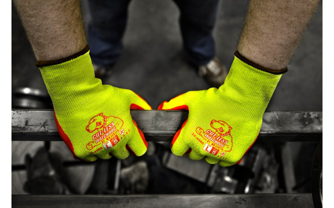 35-4565 Majestic Cut-Less Watchdog® Hi-Vis Knit w Foam Nitrile Palm — 12 Pairs or 120 Pairs — FREE SHIPPING*