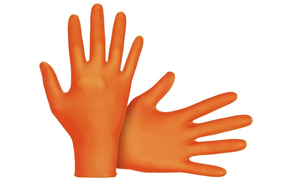 SAS Astro-Grip® Powder-Free 7 Mil Exam Grade, FDA, Nitrile 3D Cube Grip Disposable Gloves, Orange — Case of 1,000 Gloves — FREE SHIPPING*