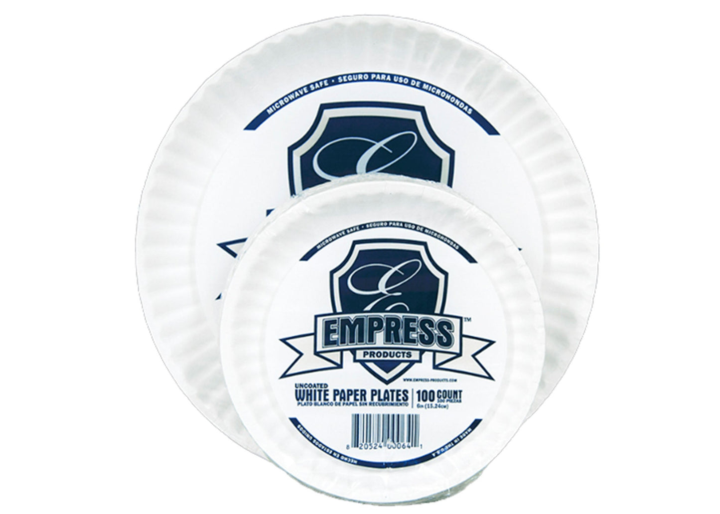 Empress™ Uncoated 9" Paper Plate, White, 100/pk - 12 pk/cs