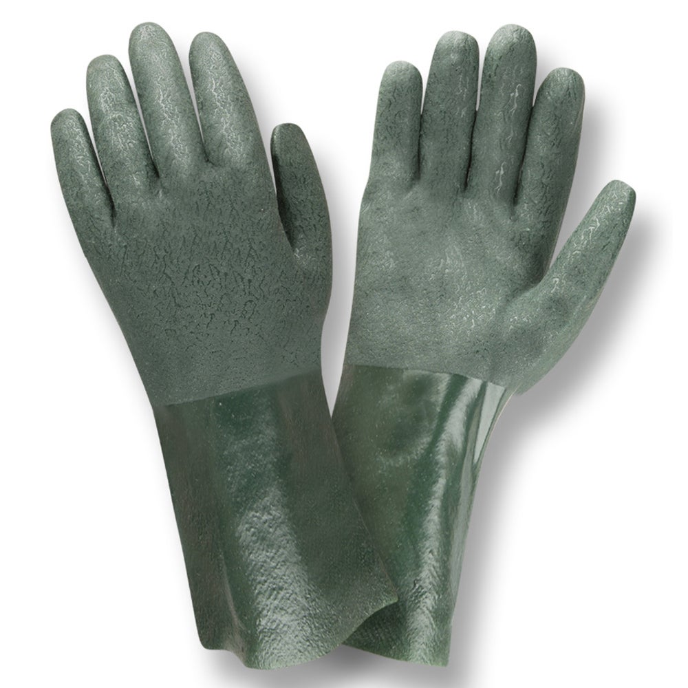 Cordova Green Double Dipped Glove, Etched Grip, Jersey Lined, Supported, PVC, 12-Inch - 1 Dozen
