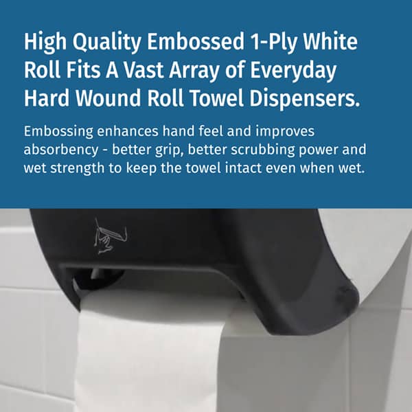 183211 MAYFAIR® 8" Universal Hard Wound Roll Towel, White, 800' roll, 6 per case — FREE SHIPPING*
