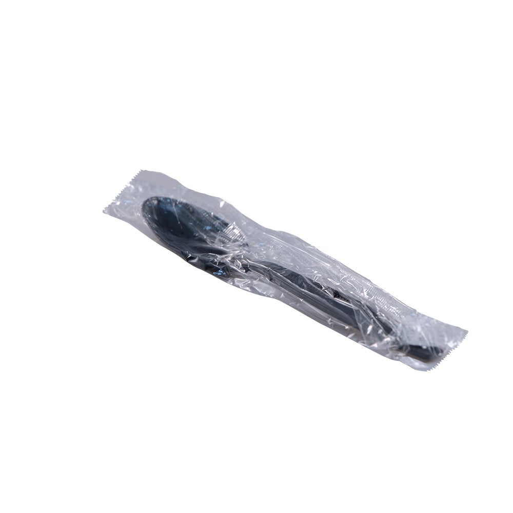 Heavy Weight Teaspoon, Plastic, Black, Individually Wrapped - 1000/cs