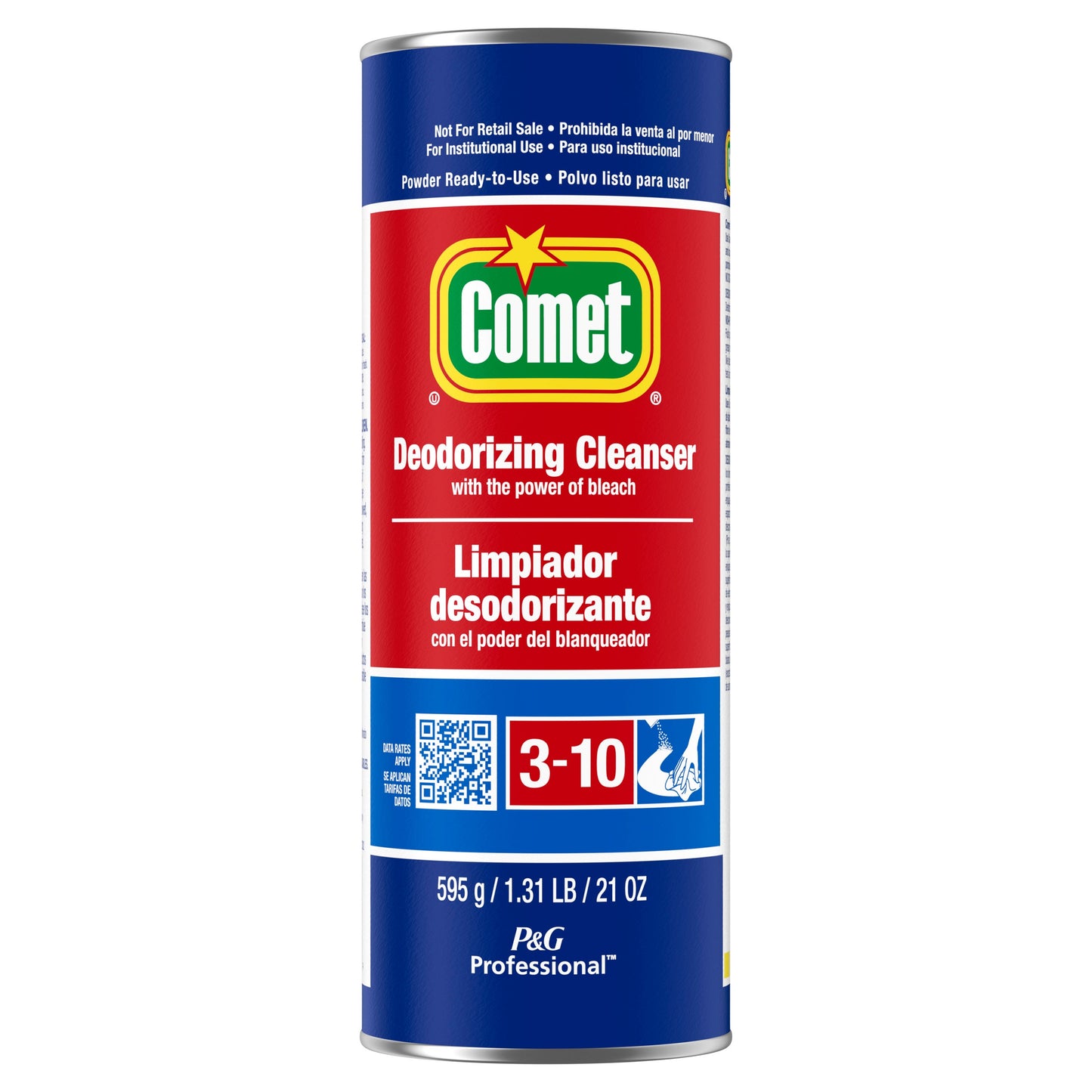 Professional Comet® Deodorizing Cleanser with the Power of Bleach, Powder, 21 oz. Shaker Can - 24/cs