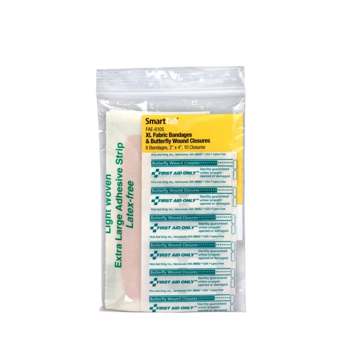 FAE-6105 SmartCompliance First Aid Kit Refill, 6 Bandages 2" x 4" & 10 Butterfly Bandages - 1 bag