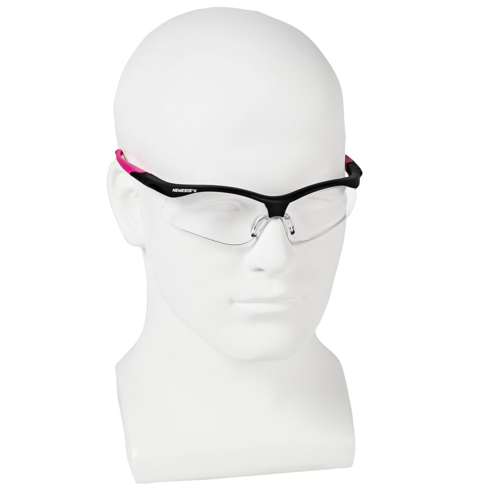 KleenGuard™ Nemesis™ Small Safety Glasses, Clear Anti-Fog Lens with Black/Pink Frame