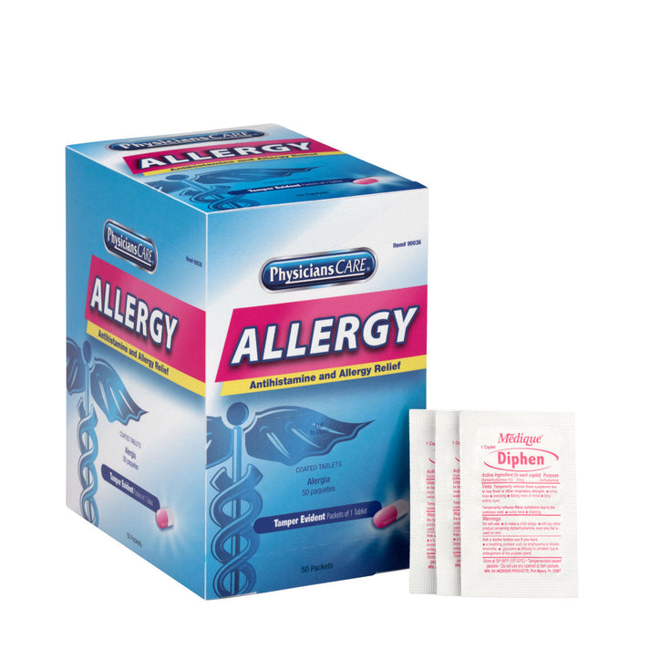 90036 PhysiciansCare Allergy Relief Medication, 25mg, 50 Single Dose Packets