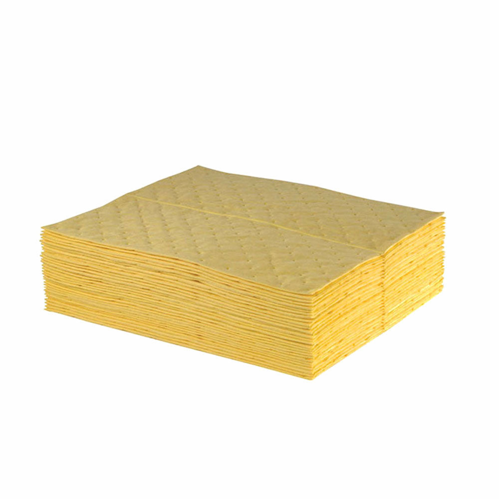 Stack of Yellow Hazmat Absorbent Sheets