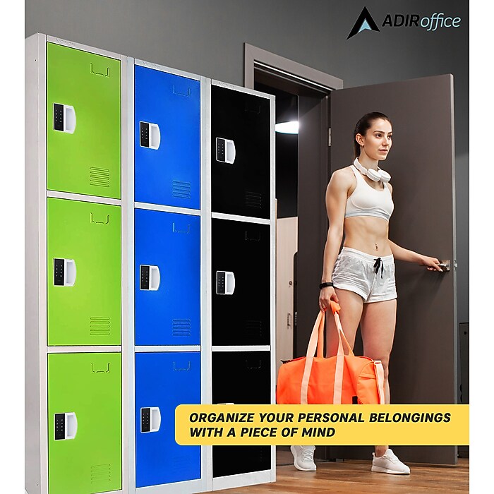 72" H x 12" W Triple Tier Steel Storage Locker with Digital Lock, Blue — FREE SHIPPING*