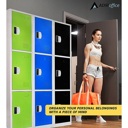 72" H x 12" W Triple Tier Steel Storage Locker with Digital Lock, Blue — FREE SHIPPING*