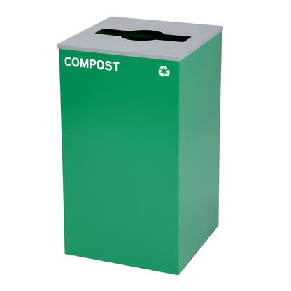Square Recycling Bin – 29 Gallons - Green Can, Mixed Opening Lid, for Compost — FREE SHIPPING*