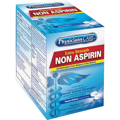 90016 PhysiciansCare Extra-Strength Non-Aspirin (Acetaminophen) Medication, 500mg, 50 Packets of Two Tablets