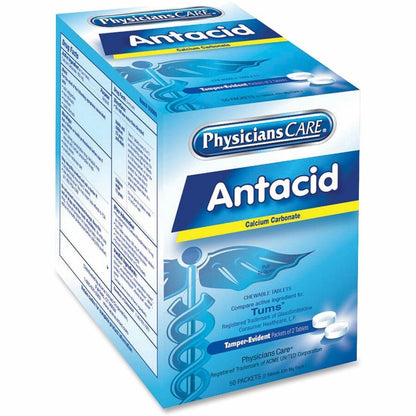 90089 PhysiciansCare Antacid Heartburn Medication, 420mg, 50 Packets of Two Tablets