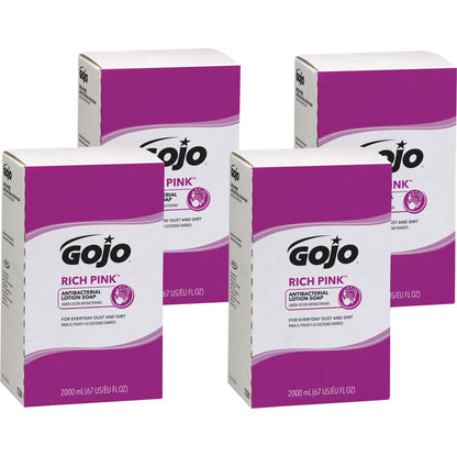 GOJO® Rich Pink Antibacterial Lotion Soap Refill, Floral Fragrance, 2000ml - 4/cs