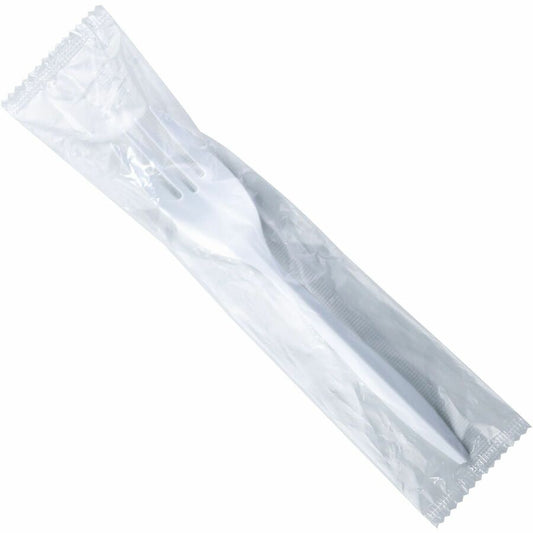 Medium-Weight Disposable Fork, Plastic, Individually Wrapped, White - 1000 per case — FREE SHIPPING*
