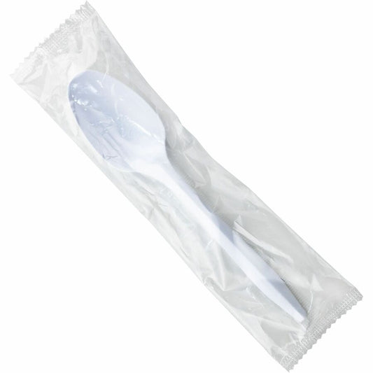 Medium-Weight Disposable Teaspoon, Plastic, Individually Wrapped, White - 1000 per case — FREE SHIPPING*