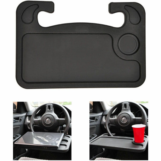 Steering Wheel Desk, 1" Height x 16.50" Width x 11" Depth, Compact, Sturdy, Portable, Black - 1 each
