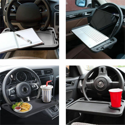Steering Wheel Desk, 1" Height x 16.50" Width x 11" Depth, Compact, Sturdy, Portable, Black - 1 each
