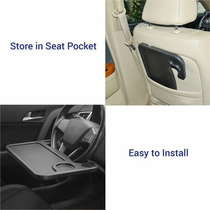 Steering Wheel Desk, 1" Height x 16.50" Width x 11" Depth, Compact, Sturdy, Portable, Black - 1 each