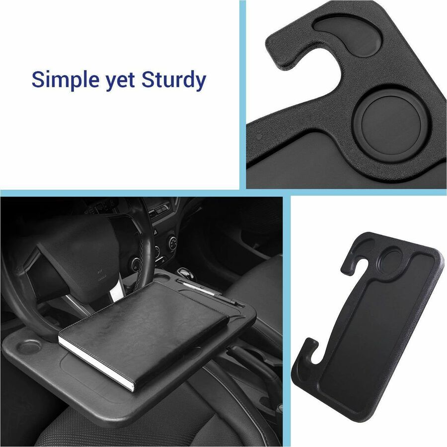 Steering Wheel Desk, 1" Height x 16.50" Width x 11" Depth, Compact, Sturdy, Portable, Black - 1 each