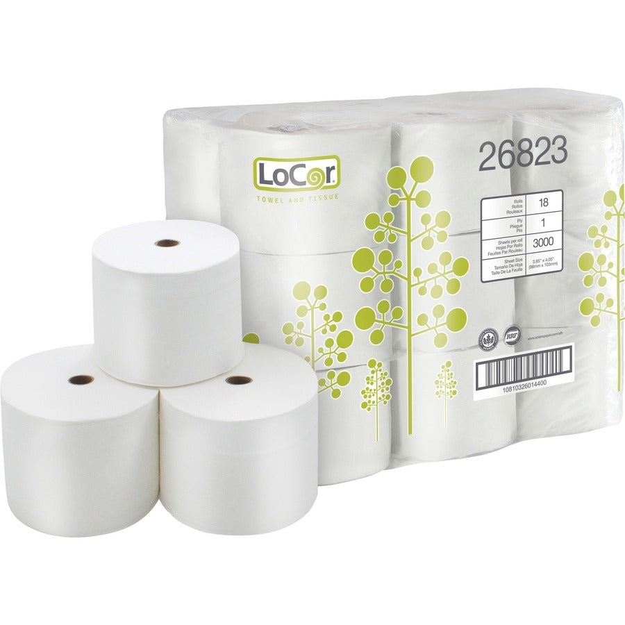 26823 LoCor High-Capacity 1-PLY Bath Tissue (Toilet Paper), 3000 sheet roll, 18 per case — FREE SHIPPING*
