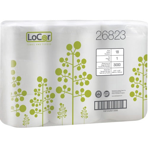 26823 LoCor High-Capacity 1-PLY Bath Tissue (Toilet Paper), 3000 sheet roll, 18 per case — FREE SHIPPING*