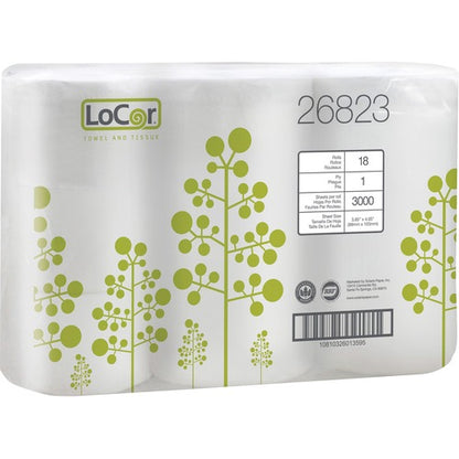 26823 LoCor High-Capacity 1-PLY Bath Tissue (Toilet Paper), 3000 sheet roll, 18 per case — FREE SHIPPING*