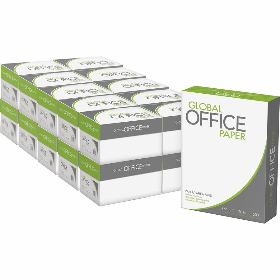 Global Office Premium Multipurpose Copy/Printer Paper, 96 Bright, 20 lb, White, 8-1/2" x 11", 500 sht/rm - 10 rm/cs - 40 cs/pl