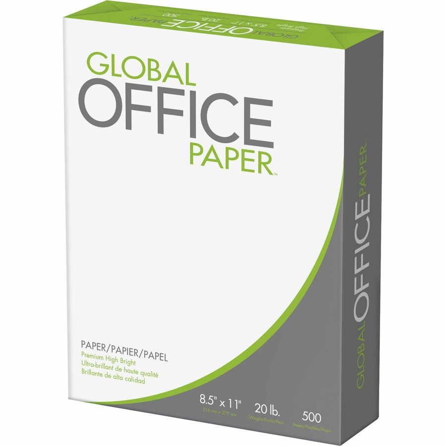 Global Office Premium Multipurpose Copy/Printer Paper, 96 Bright, 20 lb, White, 8-1/2" x 11", 500 sht/rm - 10 rm/cs