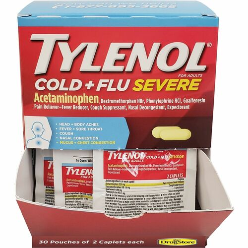 64568 Tylenol Cold & Flu Severe Single-Dose Packets - 30 per box