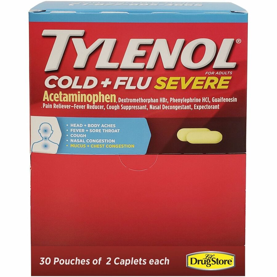 64568 Tylenol Cold & Flu Severe Single-Dose Packets - 30 per box
