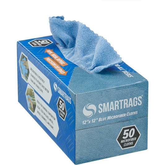 SmartRags 12" x 12" LIGHT WEIGHT Microfiber Cloths in Dispenser Box, Choose Your Color: 50/bx or 8 bx/cs