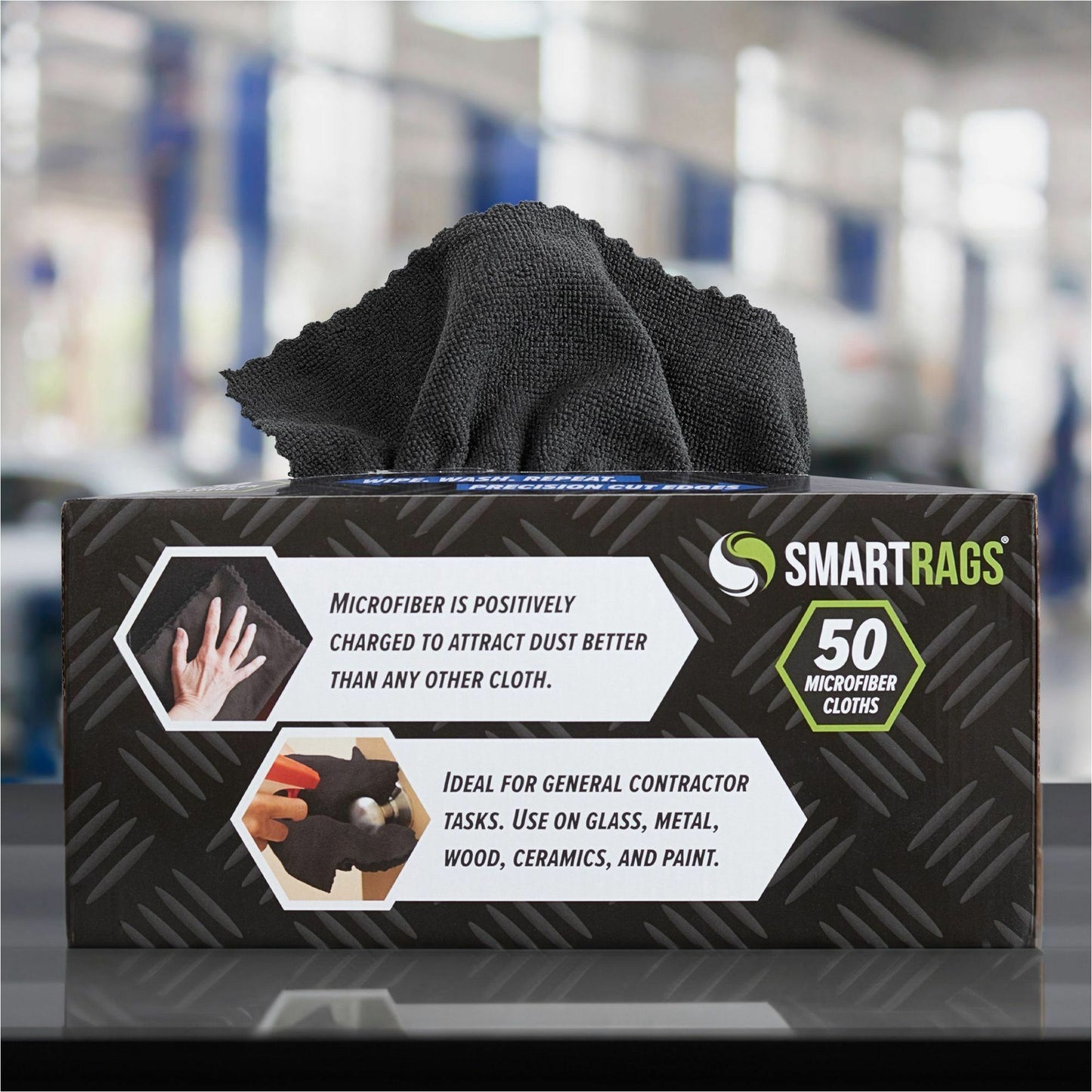 SmartRags 12" x 12" LIGHT WEIGHT Microfiber Cloths in Dispenser Box, Choose Your Color: 50/bx or 8 bx/cs