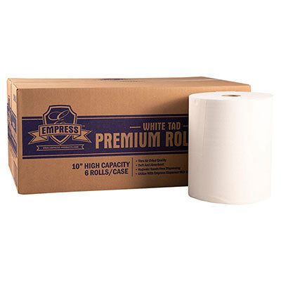 1080061 Empress 10" PREMIUM Quality TAD Hard Wound Roll Towel, White - 6 rolls/cs