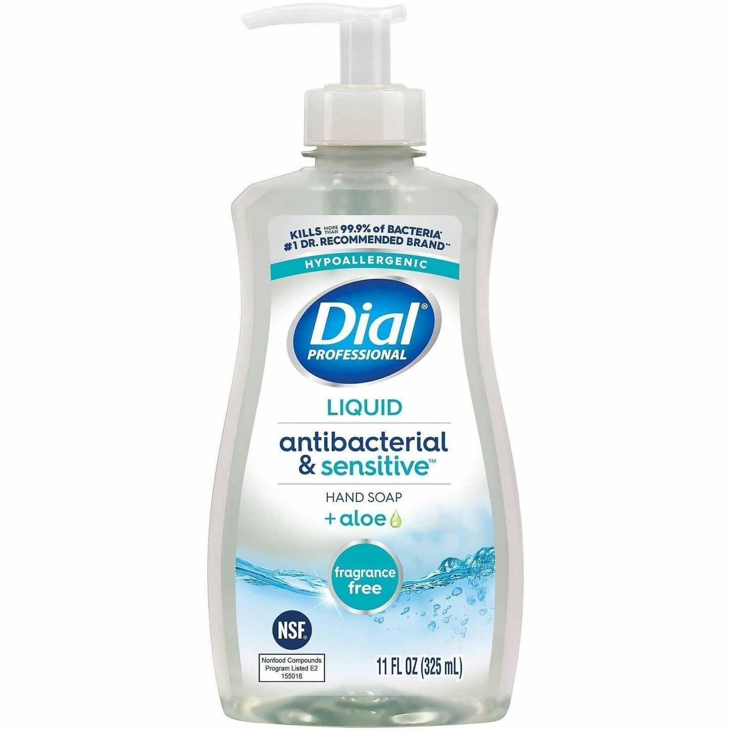 35476 Dial® Professional Scent-Free Sensitive Skin Antibacterial Liquid Hand Soap, 11oz Pump Bottle, 12 per case — FREE SHIPPING*