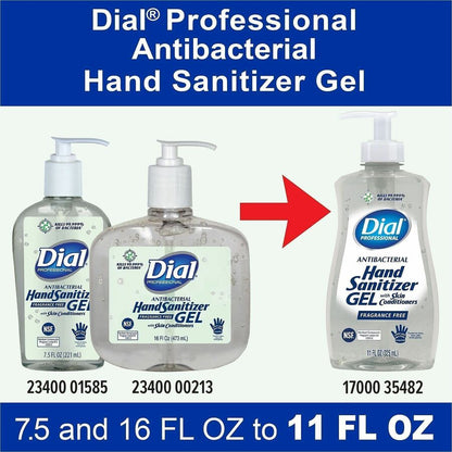 35482 Dial® Professional Antibacterial Gel Hand Sanitizer, E3, Fragrance Free, 11 oz Pump Bottle, 12 per case — FREE SHIPPING*