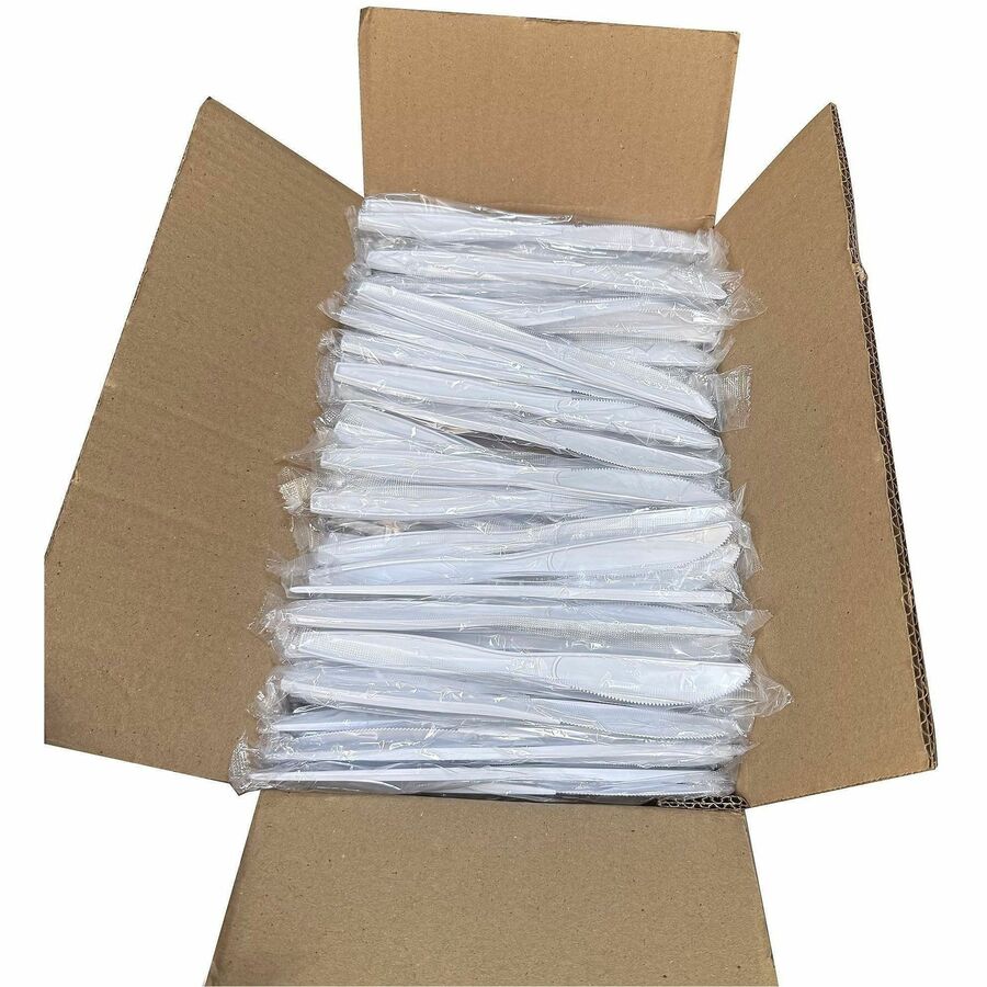 Heavy Weight Knife, Plastic, White, Individually Wrapped - 1000 per case — FREE SHIPPING*