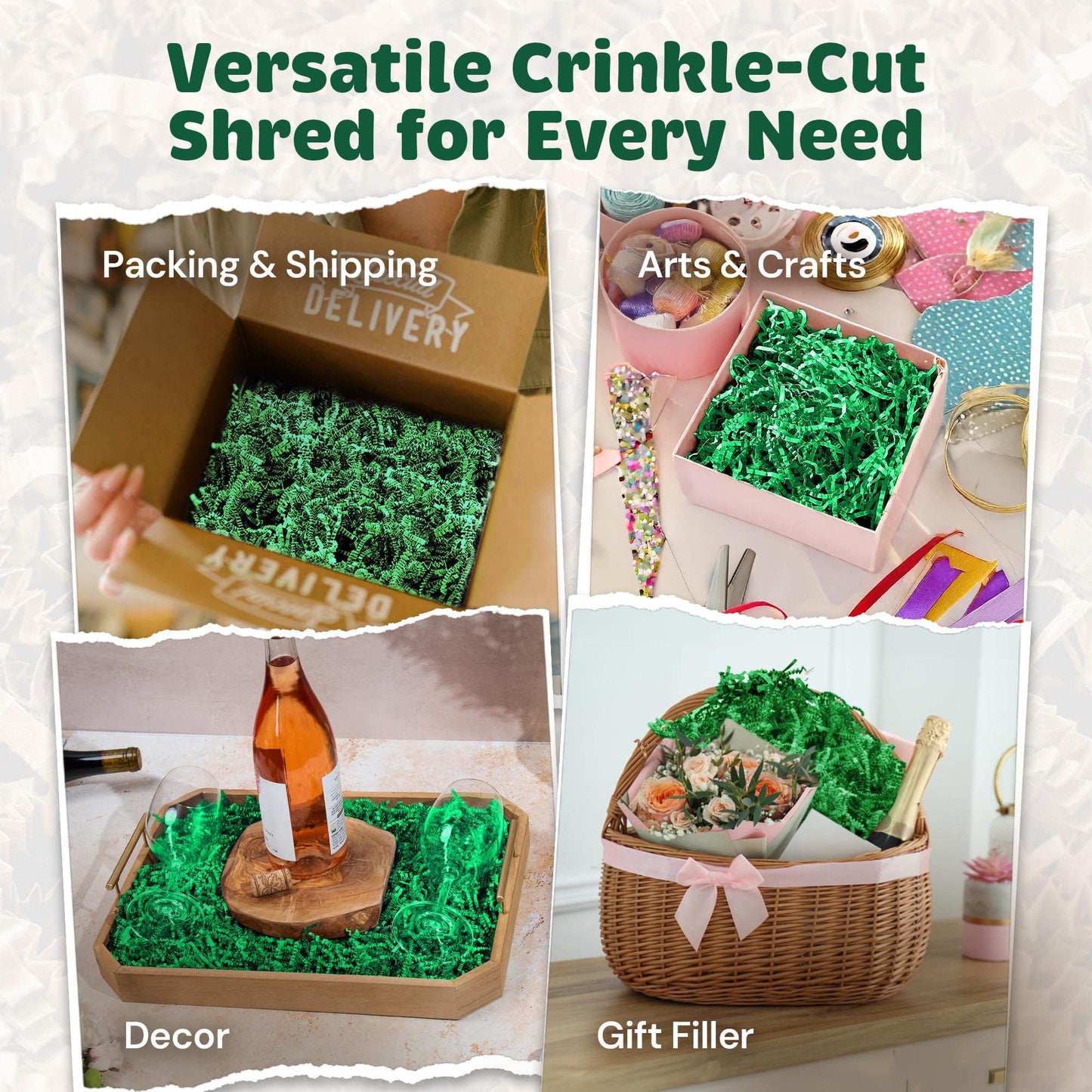 40 LB Green Crinkle Paper Shred