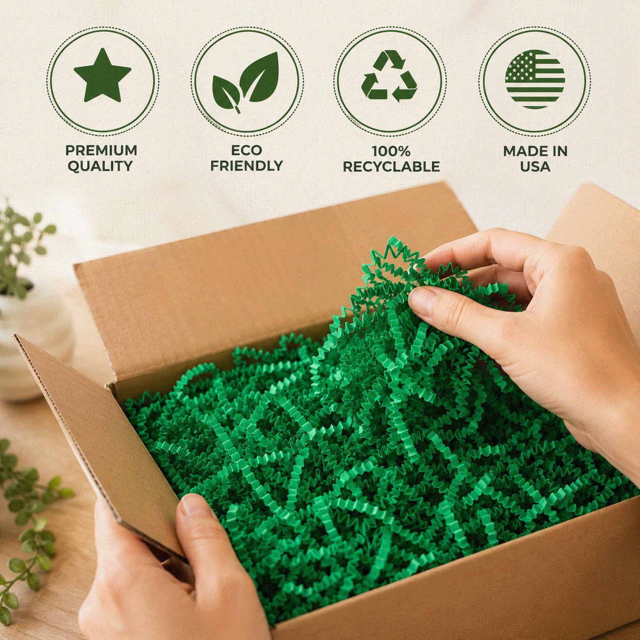 40 LB Green Crinkle Paper Shred