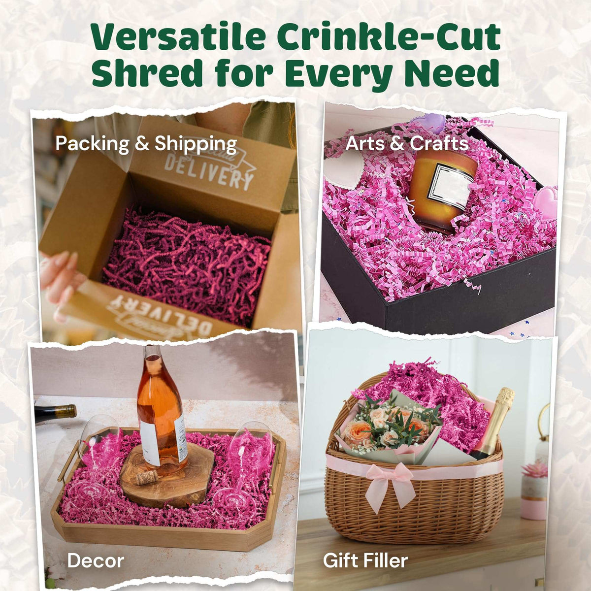 40 LB Pink Crinkle Paper for Gift Baskets