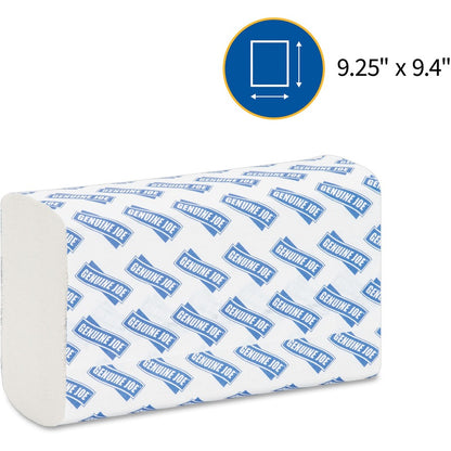 21100 Genuine Joe Multifold Towels, 1 Ply, 9.20" x 9.40" Sheet, White, 4000 per case — FREE SHIPPING*