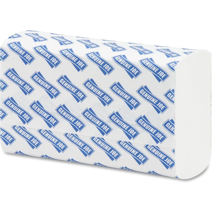 21100 Genuine Joe Multifold Towels, 1 Ply, 9.20" x 9.40" Sheet, White, 4000 per case — FREE SHIPPING*