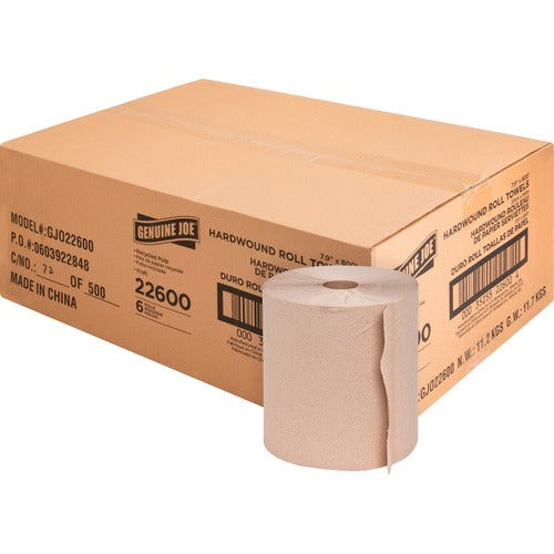 75004324 Genuine Joe® Universal Hard Wound Roll Towel, Natural, 800' roll, 6 per case — FREE SHIPPING*
