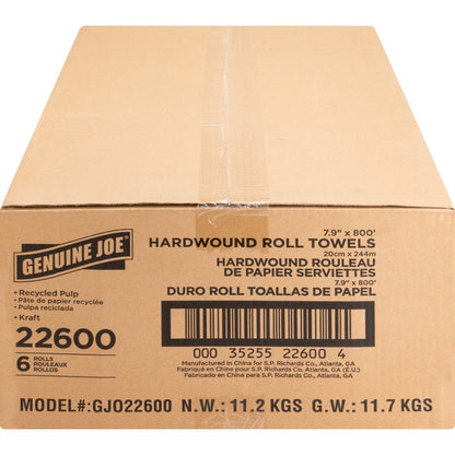 75004324 Genuine Joe® Universal Hard Wound Roll Towel, Natural, 800' roll, 6 per case — FREE SHIPPING*