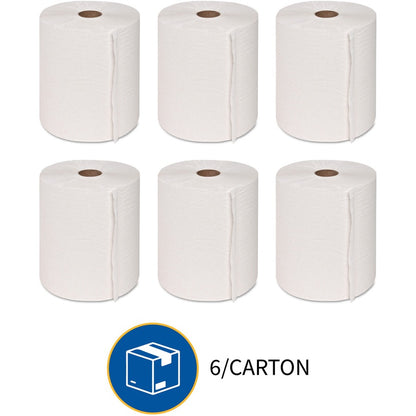 22700 Genuine Joe® Universal Hard Wound Roll Towel, White, 800' roll, 6 per case — FREE SHIPPING*