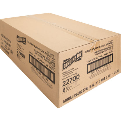 22700 Genuine Joe® Universal Hard Wound Roll Towel, White, 800' roll, 6 per case — FREE SHIPPING*