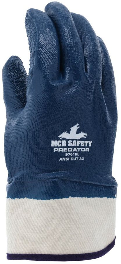 9761R MCR Safety Predator® Fully Rough Nitrile Coated Work Gloves w/Safety Cuff, ANSI Cut: A3, Jersey Lined, Treated with ActiFresh®, Blue/White, 6 dozen per case — FREE SHIPPING*